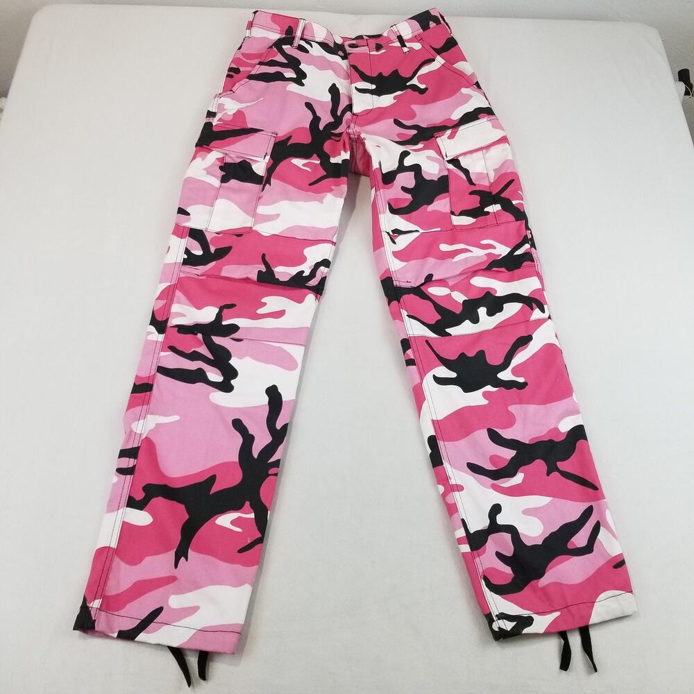 Rothco Pants Womens 29x32 Pink Camo BDU Cargo Canvas Adjustable Waist Military